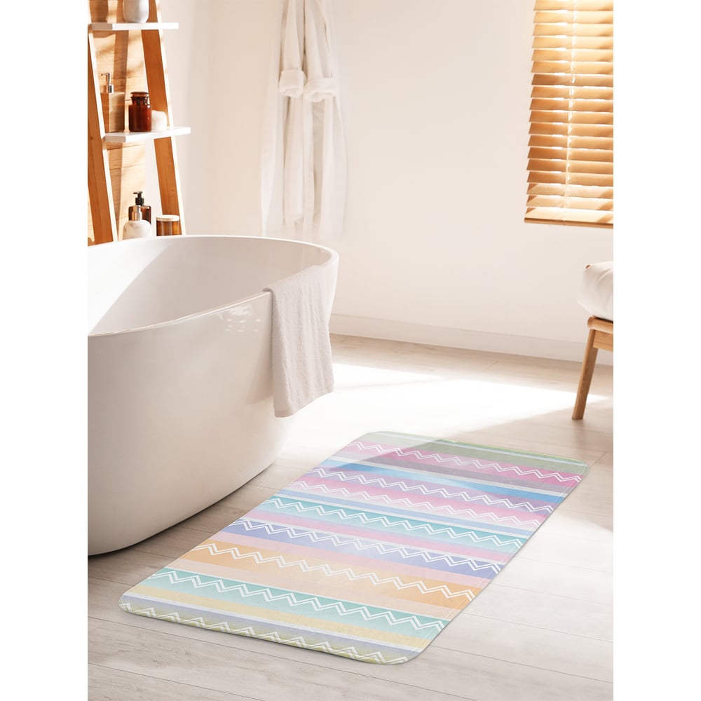 Изображение товара Коврик для ванной комнаты и туалета JOYARTY Пастельные полосы зигзагов 60х100 см