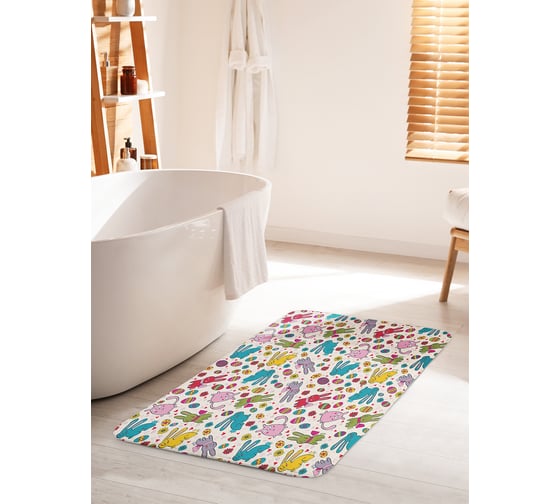 Изображение товара Коврик для ванной комнаты и туалета противоскользящий JOYARTY "Пасхальное окружение" 60х100 см bath_25669_60x100