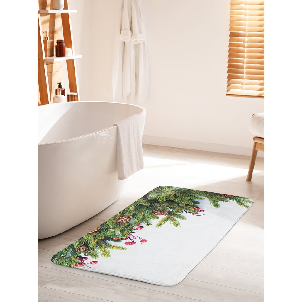 Изображение товара Противоскользящий коврик для ванной комнаты и туалета 60х100 см JOYARTY Елочные игрушки