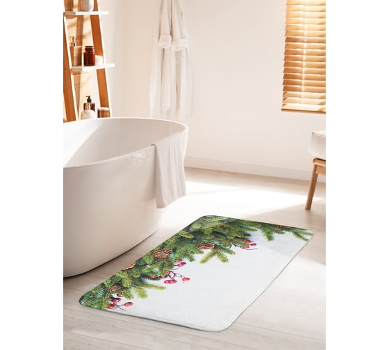Изображение товара Коврик для ванной комнаты и туалета противоскользящий JOYARTY "Елочные игрушки" 60х100 см bath_20292_60x100