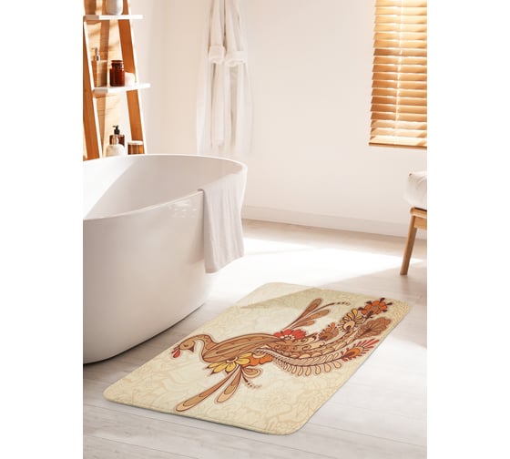 Изображение товара Коврик для ванной комнаты и туалета противоскользящий JOYARTY "Мифический павлин" 60х100 см bath_27744_60x100