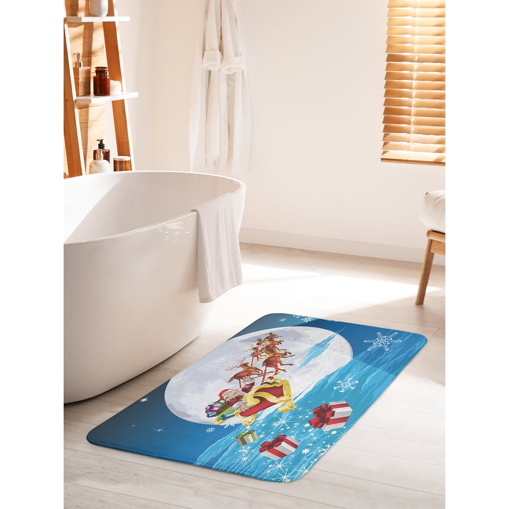 Изображение товара Коврик для ванной комнаты противоскользящий JOYARTY Санта спешит 60х100 см