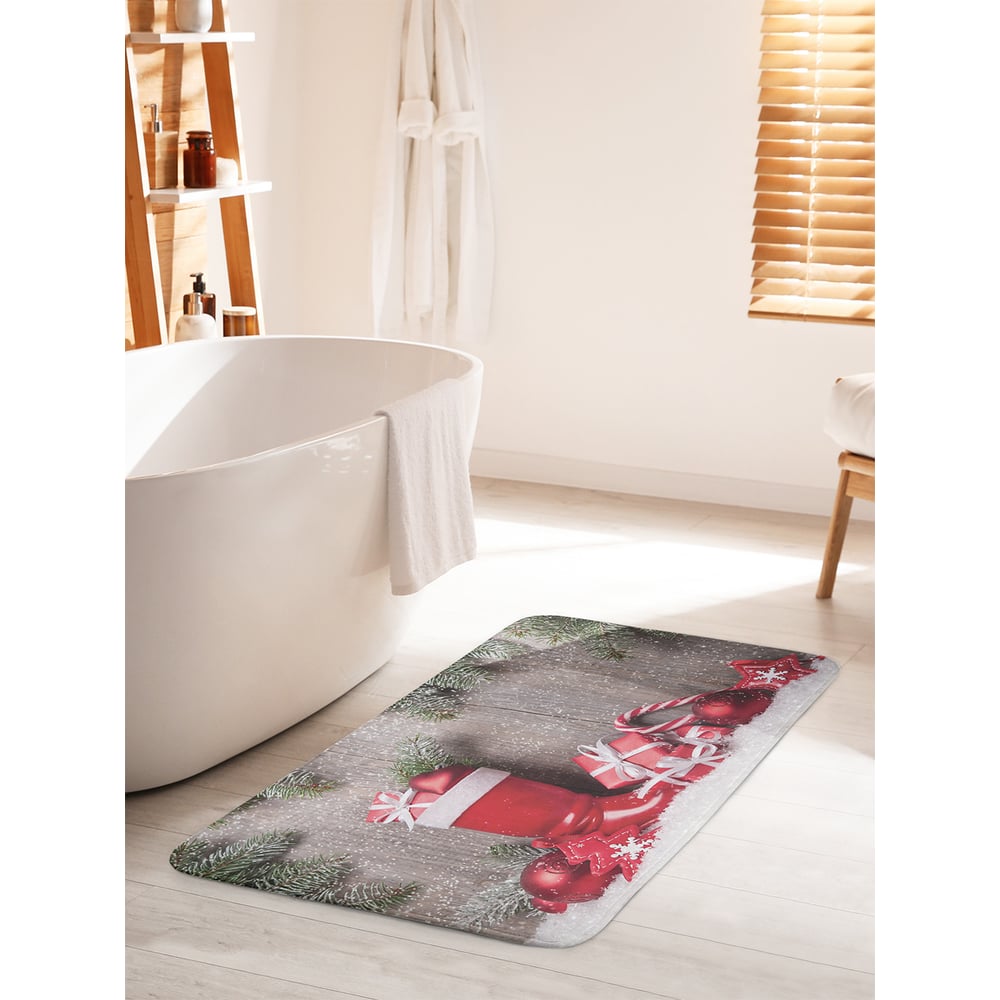 Изображение товара Коврик для ванной комнаты и туалета JOYARTY 60х100 см противоскользящий новогодний дизайн