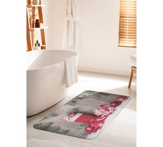 Изображение товара Коврик для ванной комнаты и туалета противоскользящий JOYARTY "Новогодние подарки" 60х100 см bath_20301_60x100
