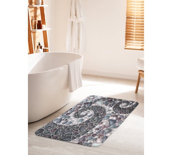 Изображение товара Коврик для ванной комнаты и туалета противоскользящий JOYARTY "Щупальцы осьминога и галька" 60х100 см bath_28171_60x100
