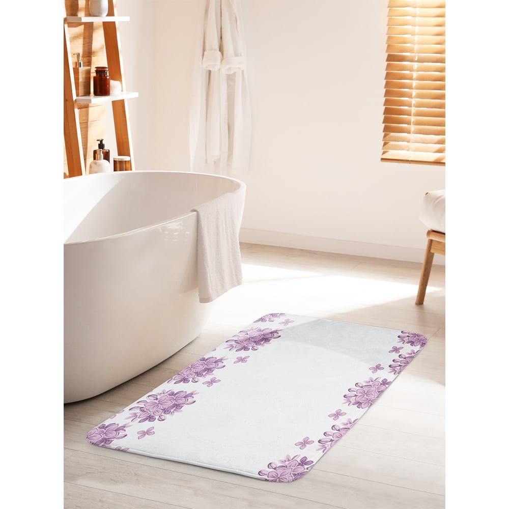 Изображение товара Коврик для ванной комнаты и туалета JOYARTY Сиреневые цветы 60х100 см противоскользящий