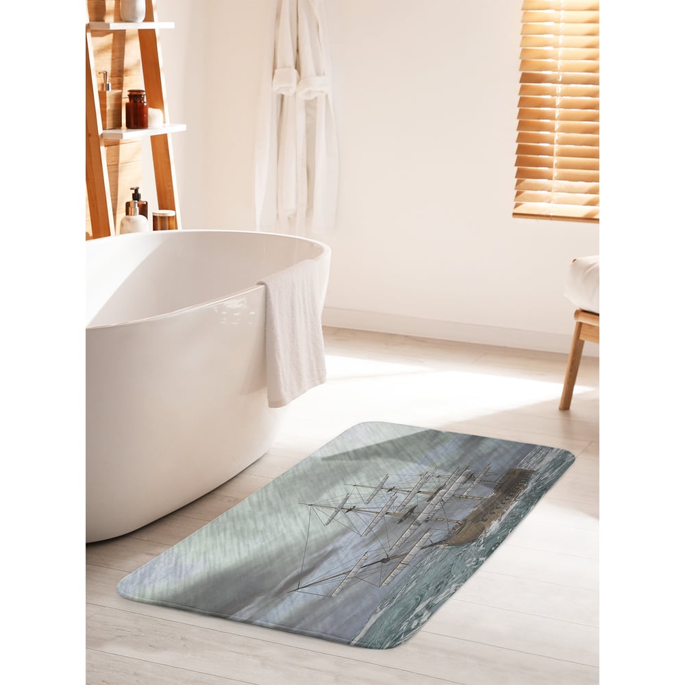 Изображение товара Коврик для ванной комнаты JOYARTY "Корабль в шторме" 60х100 см противоскользящий