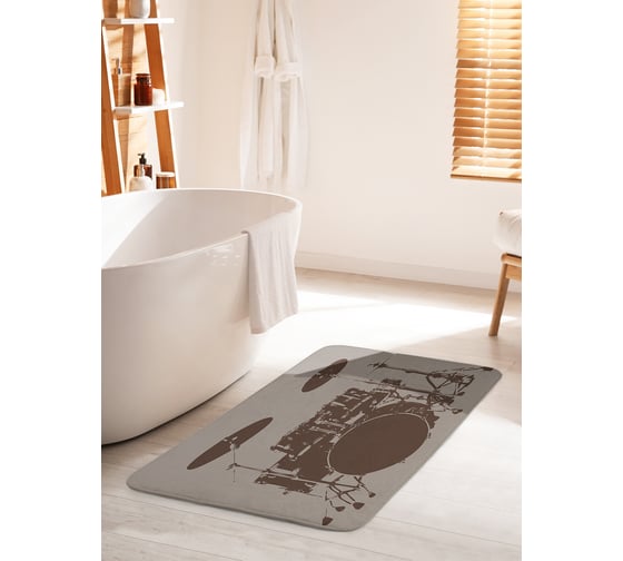 Изображение товара Коврик для ванной комнаты и туалета противоскользящий JOYARTY "Ударная установка" 60х100 см bath_30124_60x100