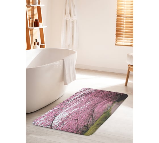 Изображение товара Коврик для ванной комнаты и туалета противоскользящий JOYARTY "Аллея сакуры" 60х100 см bath_28512_60x100