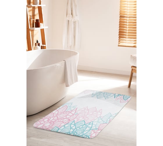 Изображение товара Коврик для ванной комнаты и туалета противоскользящий JOYARTY "Ажурные цветы" 60х100 см bath_28907_60x100