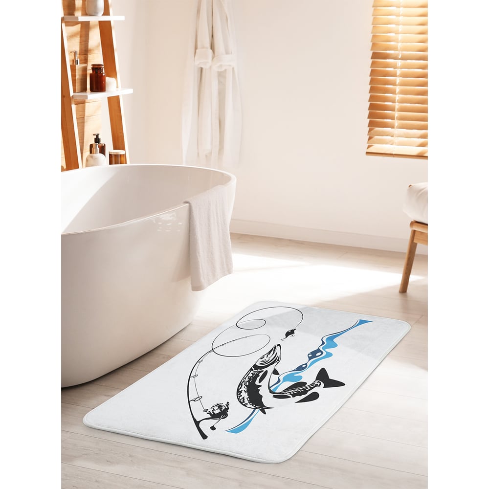 Изображение товара Противоскользящий коврик для ванной JOYARTY 60х100 см Щука на крючке