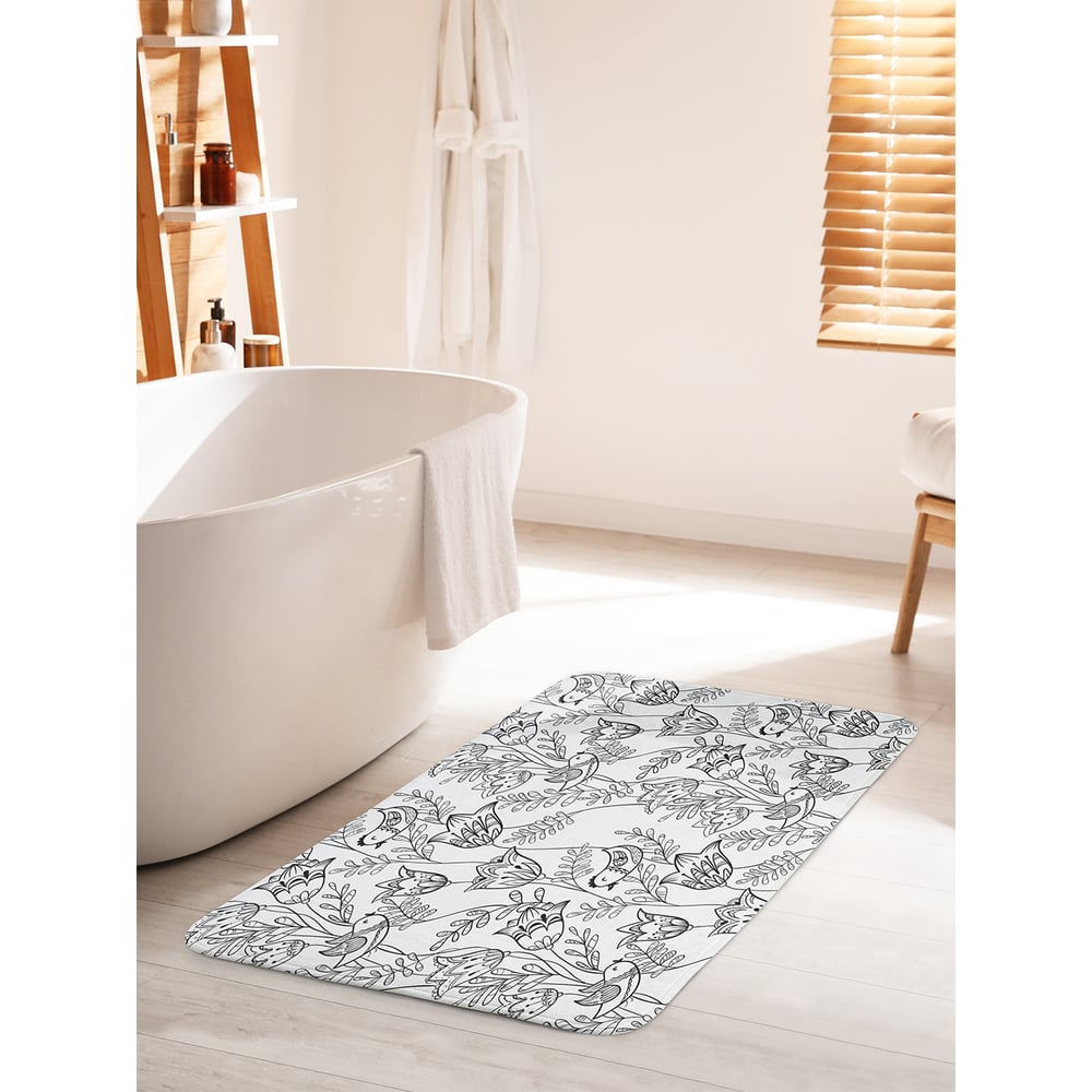 Изображение товара Коврик для ванной комнаты и туалета противоскользящий JOYARTY "Птички невелички" 60х100 см bath_27313_60x100