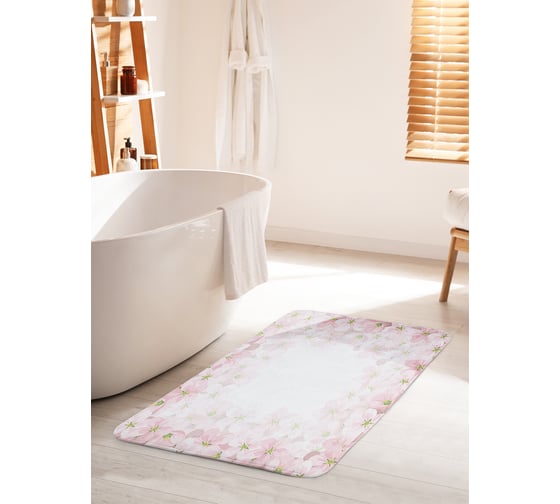Изображение товара Коврик для ванной комнаты и туалета противоскользящий JOYARTY "Розовые цветы" 60х100 см bath_29243_60x100