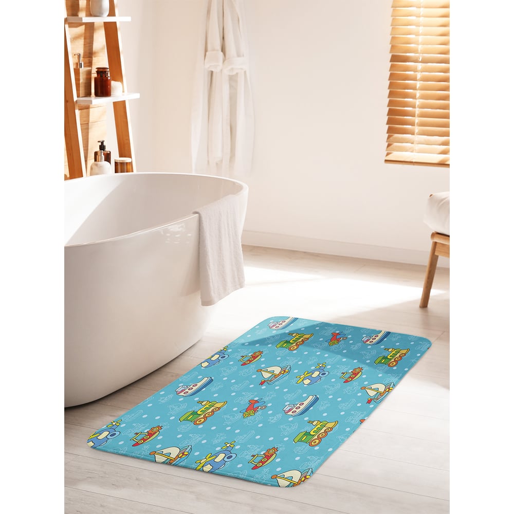 Изображение товара Коврик для ванной комнаты и туалета противоскользящий JOYARTY "Детские кораблики" 60х100 см bath_29362_60x100