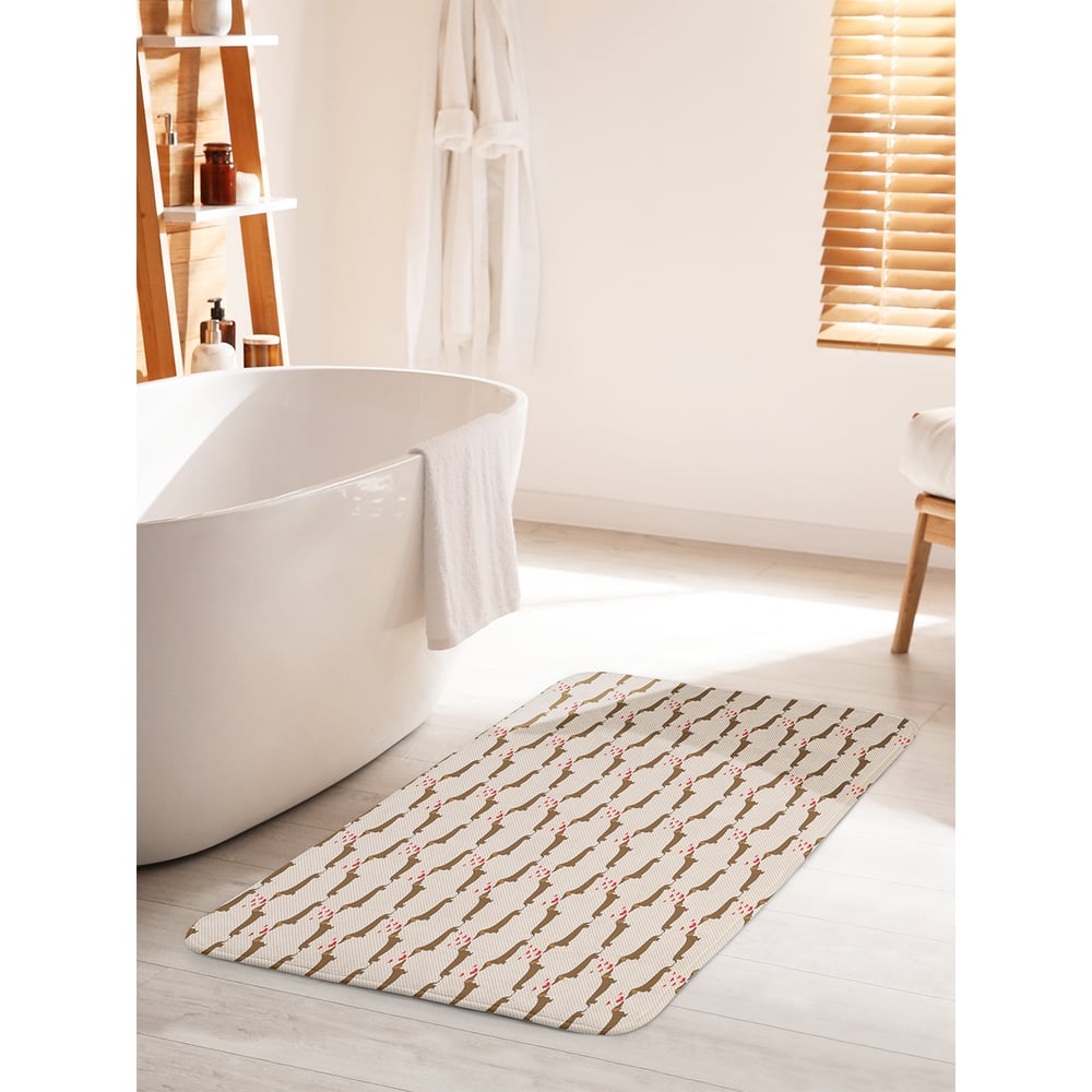 Изображение товара Коврик для ванной комнаты и туалета JOYARTY "Влюбленные таксы" 60х100 см, противоскользящий