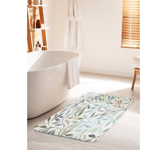 Изображение товара Коврик для ванной комнаты и туалета противоскользящий JOYARTY "Изгибы растений" 60х100 см bath_78162_60x100