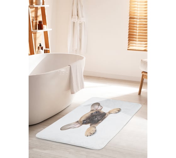 Изображение товара Коврик для ванной комнаты и туалета противоскользящий JOYARTY "Ушастый щенок" 60х100 см bath_60796_60x100