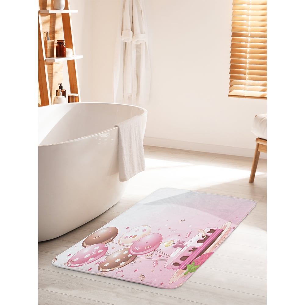 Изображение товара Коврик для ванной комнаты и туалета противоскользящий JOYARTY "Тортик на день рождения" 60х100 см bath_34351_60x100