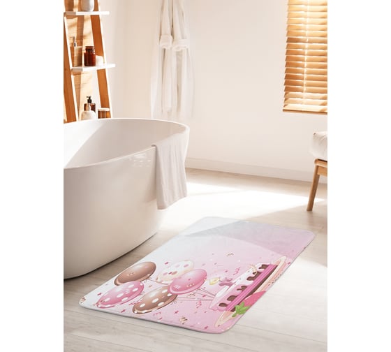 Изображение товара Коврик для ванной комнаты и туалета противоскользящий JOYARTY "Тортик на день рождения" 60х100 см bath_34351_60x100