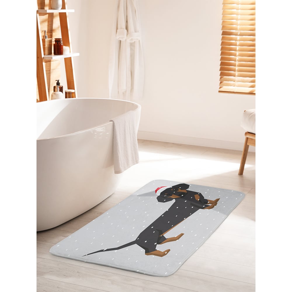 Изображение товара Противоскользящий коврик для ванной JOYARTY Такса в чепчике 60х100 см