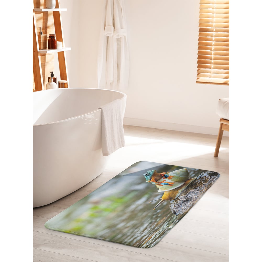 Изображение товара Коврик для ванной комнаты и туалета противоскользящий 60х100 см JOYARTY Квакша на улитке