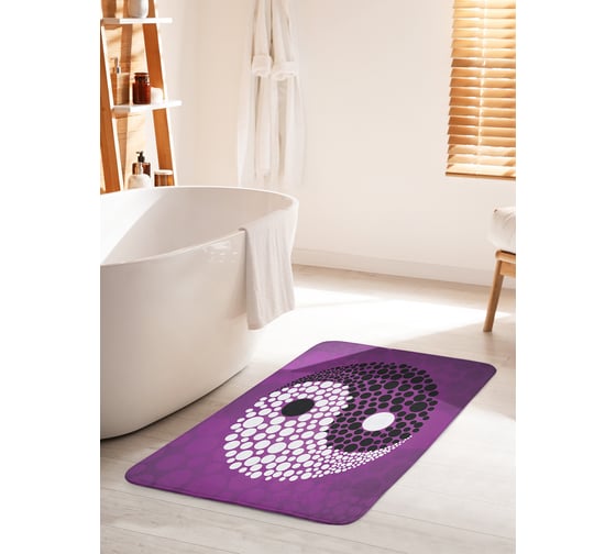 Изображение товара Коврик для ванной комнаты и туалета противоскользящий JOYARTY "Пенный инь и ян" 60х100 см bath_18612_60x100