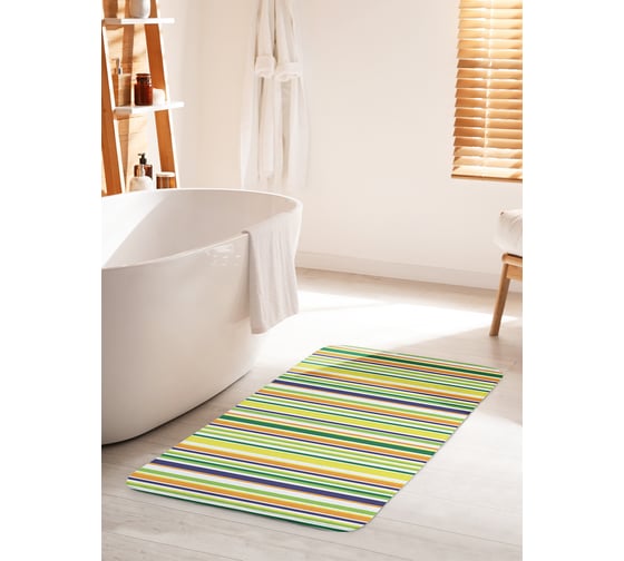 Изображение товара Коврик для ванной комнаты и туалета противоскользящий JOYARTY "Полосатое разнообразие" 60х100 см bath_20769_60x100