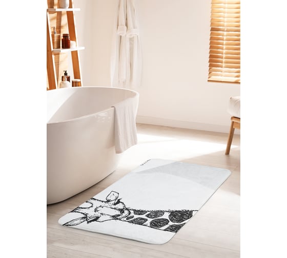 Изображение товара Коврик для ванной комнаты и туалета противоскользящий JOYARTY "Скромный жираф" 60х100 см bath_18095_60x100