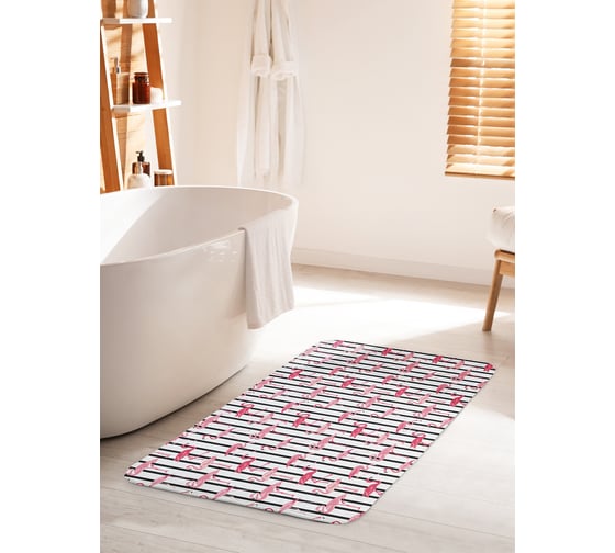 Изображение товара Коврик для ванной комнаты и туалета противоскользящий JOYARTY "Смелые фламинго" 60х100 см bath_17946_60x100