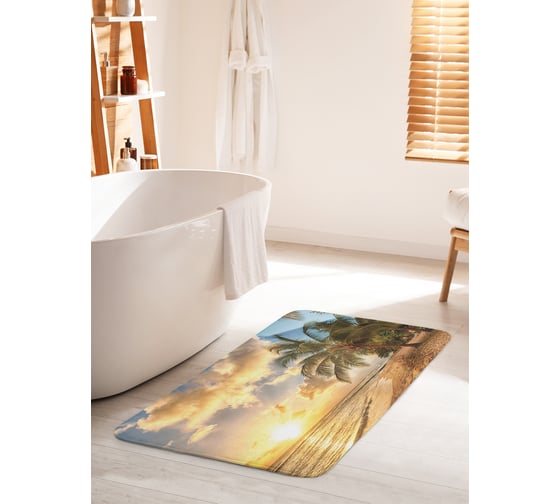 Изображение товара Коврик для ванной комнаты и туалета противоскользящий JOYARTY "Мечтательные тропики" 60х100 см bath_19326_60x100