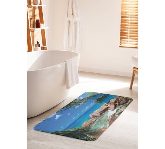 Изображение товара Коврик для ванной комнаты и туалета противоскользящий JOYARTY "Камни на береге" 60х100 см bath_19625_60x100