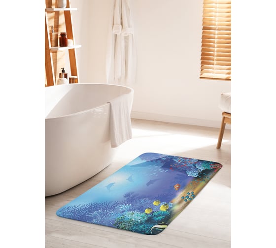Изображение товара Коврик для ванной комнаты и туалета противоскользящий JOYARTY "Влюбись в океан" 60х100 см bath_20591_60x100