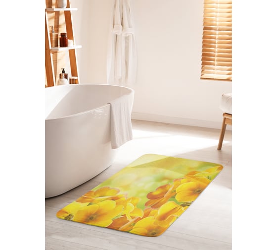 Изображение товара Коврик для ванной комнаты и туалета противоскользящий JOYARTY "Цветы из солнца" 60х100 см bath_21897_60x100