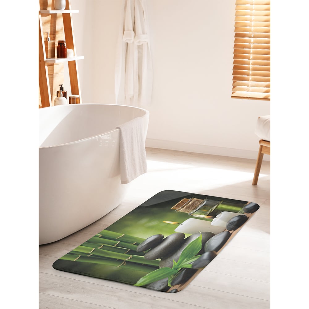 Изображение товара Противоскользящий коврик для ванной JOYARTY 60х100 см бело-зеленый