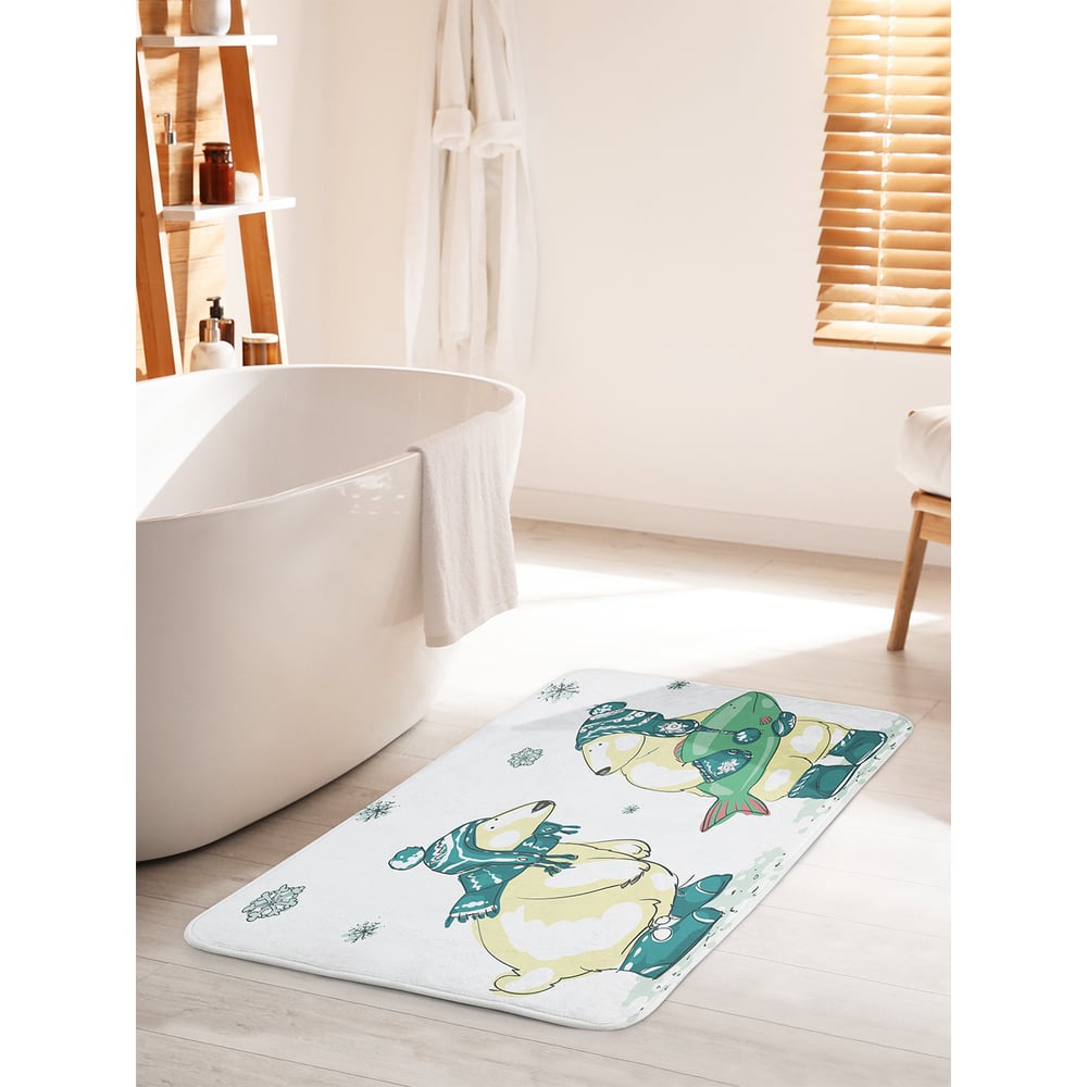 Изображение товара Коврик для ванной комнаты и туалета противоскользящий JOYARTY "Мишки с рыбой" 60х100 см bath_68787_60x100