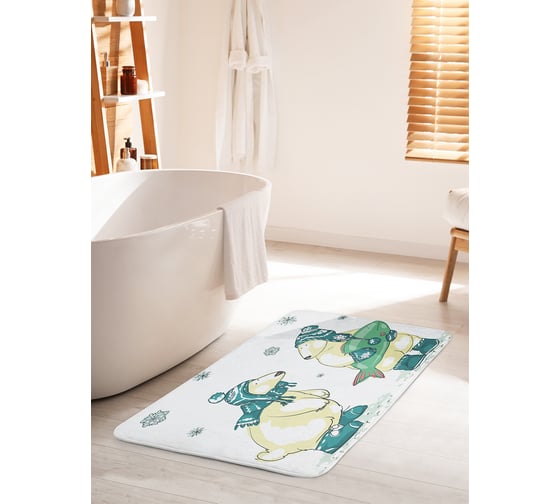 Изображение товара Коврик для ванной комнаты и туалета противоскользящий JOYARTY "Мишки с рыбой" 60х100 см bath_68787_60x100
