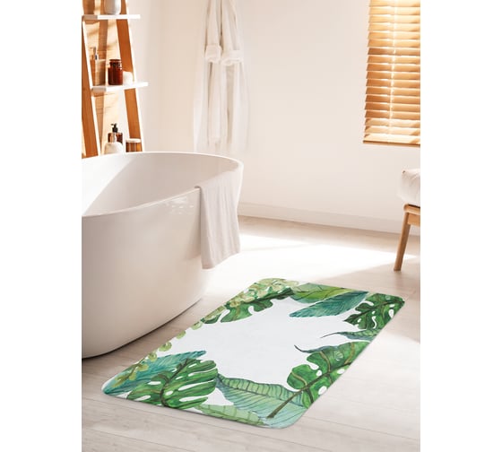 Изображение товара Коврик для ванной комнаты и туалета противоскользящий JOYARTY "Листва Средиземноморья" 60х100 см bath_36021_60x100