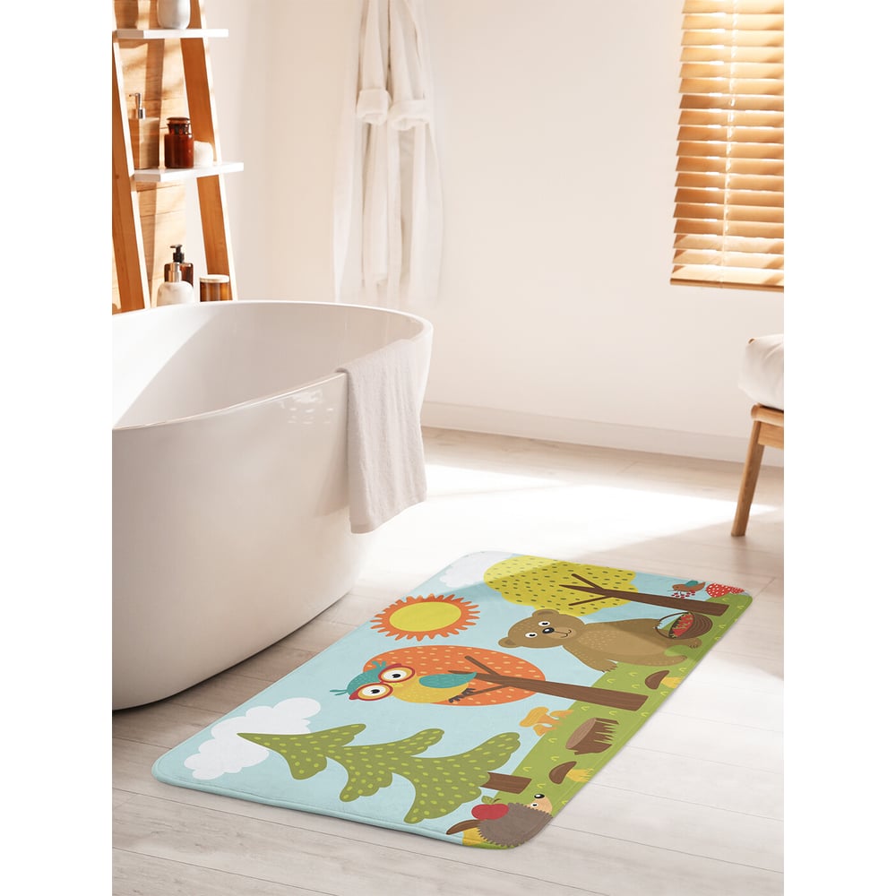 Изображение товара Коврик для ванной комнаты JOYARTY Мишка и сова 60х100 см противоскользящий