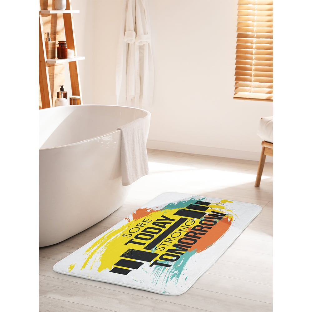 Изображение товара Коврик для ванной комнаты и туалета противоскользящий JOYARTY "Яркий спортивный лозунг" 60х100 см bath_36997_60x100