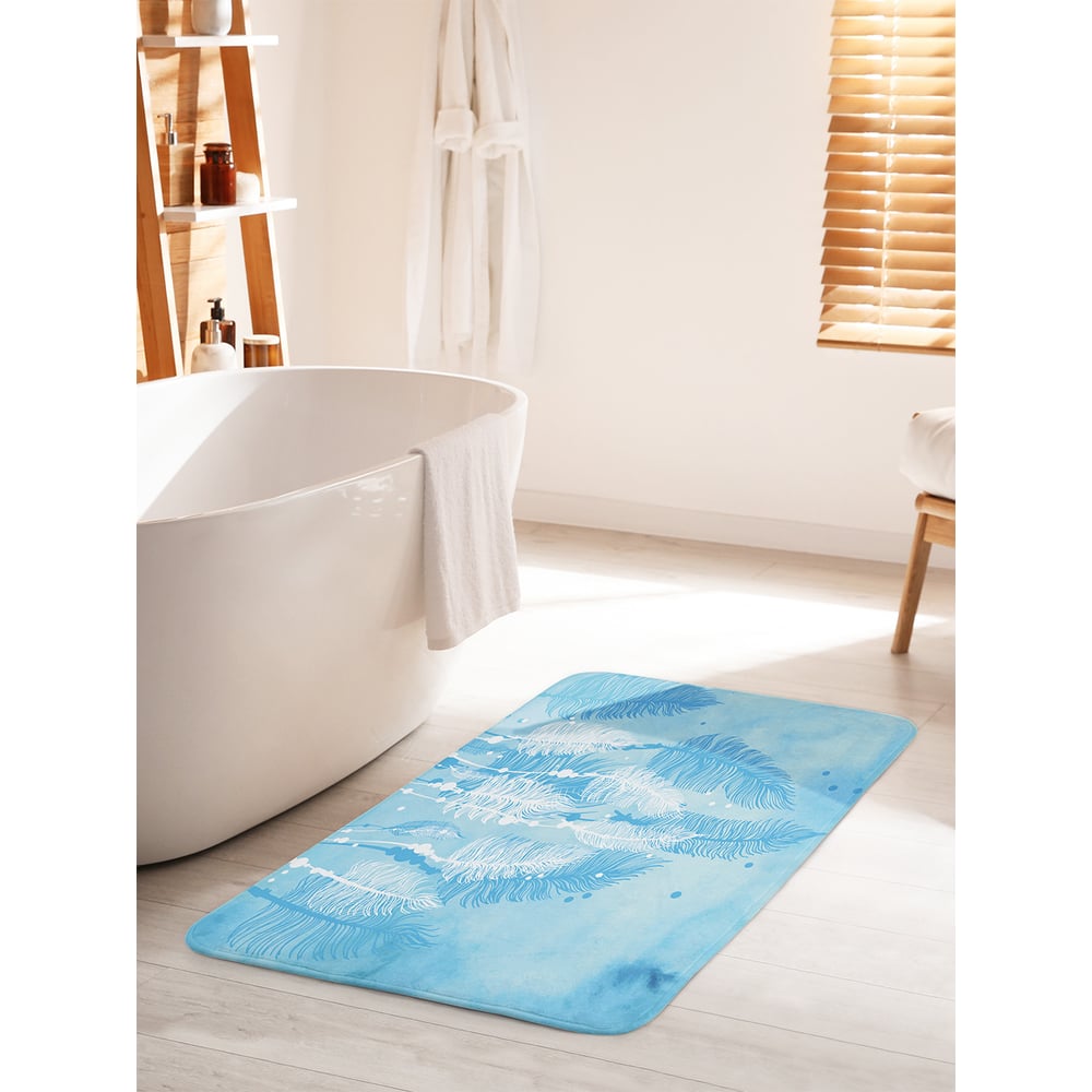 Изображение товара Коврик для ванной комнаты и туалета противоскользящий JOYARTY "Морозные перья" 60х100 см bath_17061_60x100
