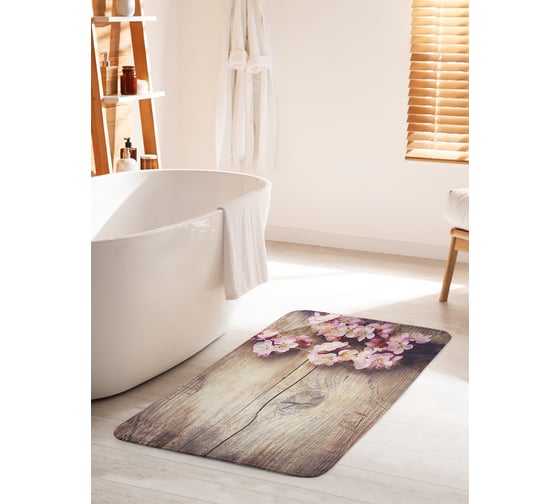 Изображение товара Коврик для ванной комнаты и туалета противоскользящий JOYARTY "Цветки вишни" 60х100 см bath_17417_60x100