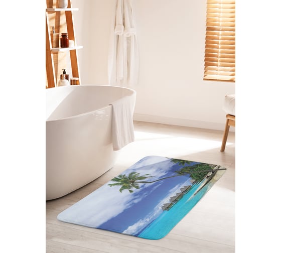 Изображение товара Коврик для ванной комнаты и туалета противоскользящий JOYARTY "Лазурный берег" 60х100 см bath_17136_60x100