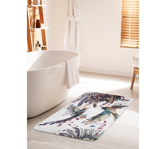 Изображение товара Коврик для ванной комнаты и туалета противоскользящий JOYARTY "Колибри в красках" 60х100 см bath_17099_60x100