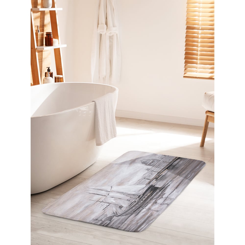 Изображение товара Коврик для ванной комнаты и туалета противоскользящий JOYARTY "Прибытие корабля" 60х100 см bath_15128_60x100