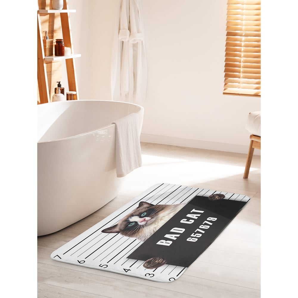 Изображение товара Противоскользящий коврик для ванной со изображением кота 60x100 см JOYARTY