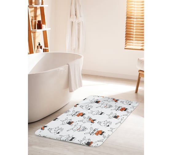 Изображение товара Коврик для ванной комнаты и туалета противоскользящий JOYARTY "Молодые кролики" 60х100 см bath_18501_60x100