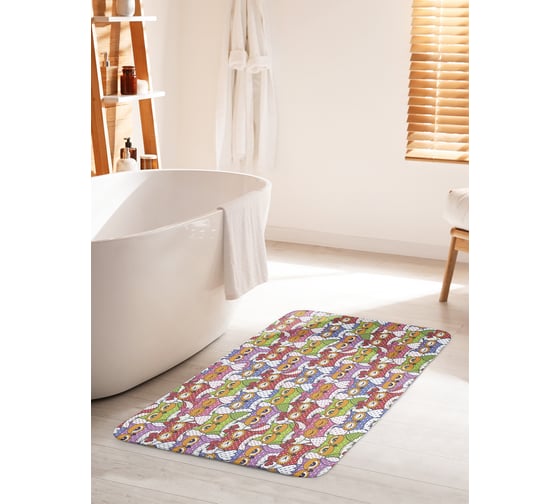 Изображение товара Коврик для ванной комнаты и туалета противоскользящий JOYARTY "Совиная публика" 60х100 см bath_15691_60x100