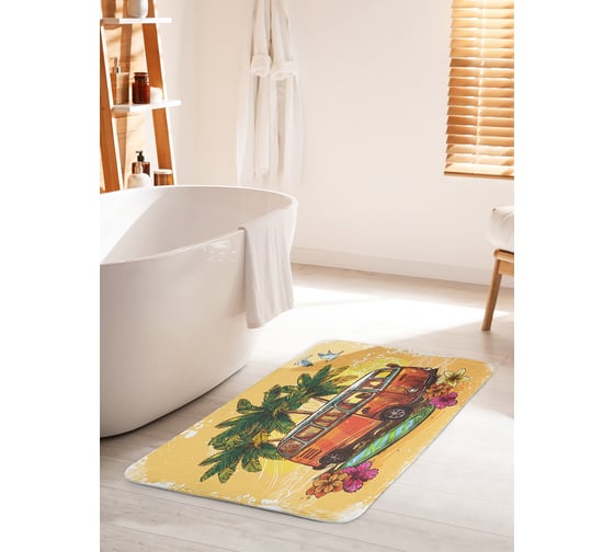 Изображение товара Коврик для ванной комнаты и туалета противоскользящий JOYARTY "Солнечный фургон" 60х100 см bath_15661_60x100