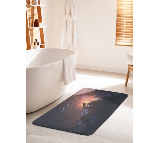 Изображение товара Коврик для ванной комнаты и туалета противоскользящий JOYARTY "Темный волк" 60х100 см bath_19150_60x100