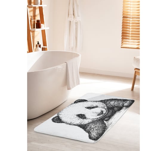 Изображение товара Коврик для ванной комнаты и туалета противоскользящий JOYARTY "Мохнатая панда" 60х100 см bath_18130_60x100